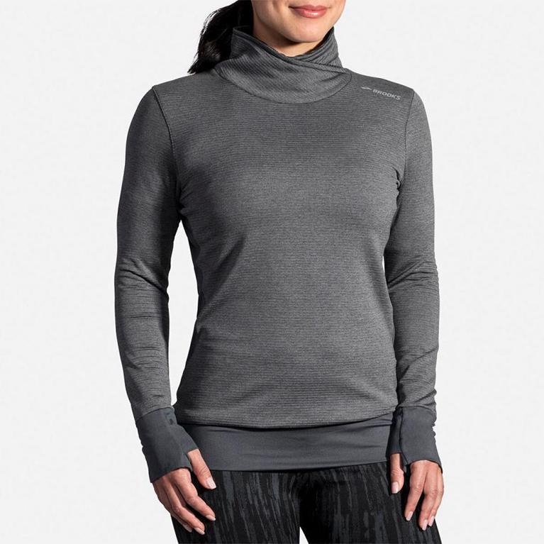 Brooks Notch Thermal Long Sleeve Running Shirt - Women's - Grey (81739-RDKC)